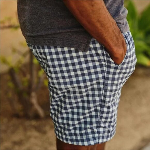 Relwen Blue Gingham Air-Stretch Hybrid Windshort Trunks Sz XL - Picture 12 of 13
